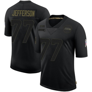 Limited Quinton Jefferson Men's Seattle Seahawks 2020 Salute To Service Jersey - Black