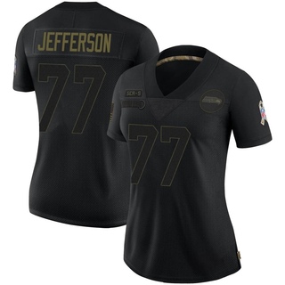 Limited Quinton Jefferson Women's Seattle Seahawks 2020 Salute To Service Jersey - Black