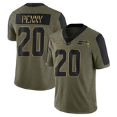 Limited Rashaad Penny Men's Seattle Seahawks 2021 Salute To Service Jersey - Olive