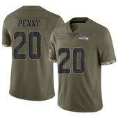 Limited Rashaad Penny Men's Seattle Seahawks 2022 Salute To Service Jersey - Olive