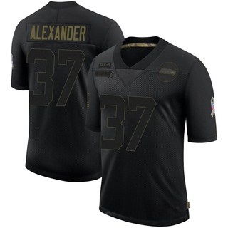 Limited Shaun Alexander Men's Seattle Seahawks 2020 Salute To Service Jersey - Black