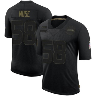 Limited Tanner Muse Men's Seattle Seahawks 2020 Salute To Service Jersey - Black