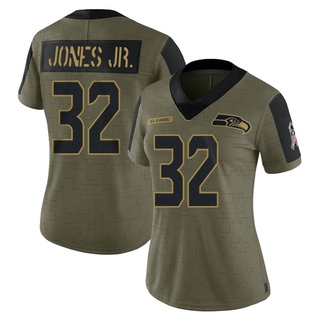 Limited Tony Jones Jr. Women's Seattle Seahawks 2021 Salute To Service Jersey - Olive