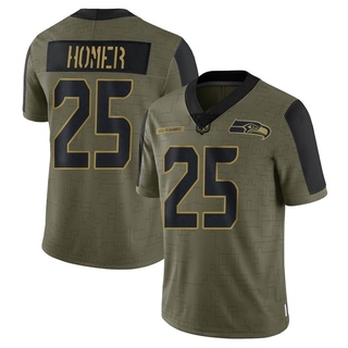 Limited Travis Homer Youth Seattle Seahawks 2021 Salute To Service Jersey - Olive