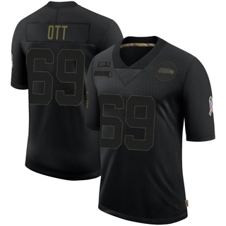 Limited Tyler Ott Men's Seattle Seahawks 2020 Salute To Service Jersey - Black