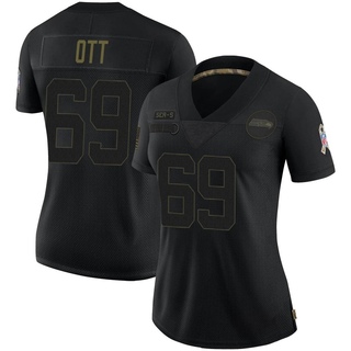 Limited Tyler Ott Women's Seattle Seahawks 2020 Salute To Service Jersey - Black