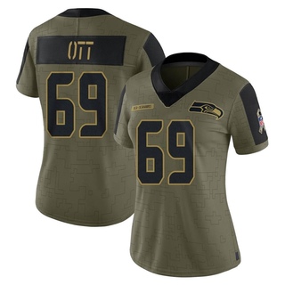 Limited Tyler Ott Women's Seattle Seahawks 2021 Salute To Service Jersey - Olive