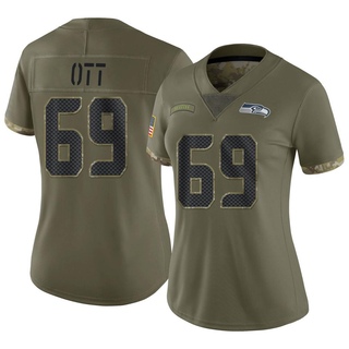 Limited Tyler Ott Women's Seattle Seahawks 2022 Salute To Service Jersey - Olive