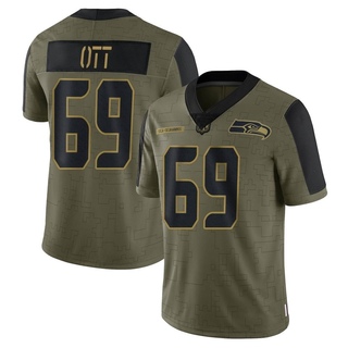 Limited Tyler Ott Youth Seattle Seahawks 2021 Salute To Service Jersey - Olive