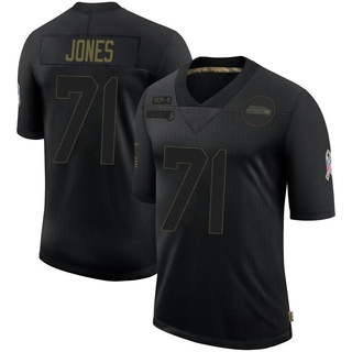 Limited Walter Jones Men's Seattle Seahawks 2020 Salute To Service Jersey - Black