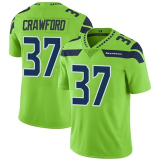 Limited Xavier Crawford Men's Seattle Seahawks Color Rush Neon Jersey - Green
