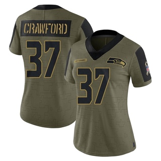 Limited Xavier Crawford Women's Seattle Seahawks 2021 Salute To Service Jersey - Olive