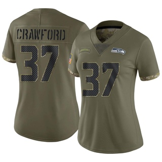 Limited Xavier Crawford Women's Seattle Seahawks 2022 Salute To Service Jersey - Olive