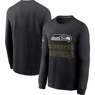 Men's Seattle Seahawks 2020 Salute to Service Sideline Performance Long Sleeve T-Shirt - Black